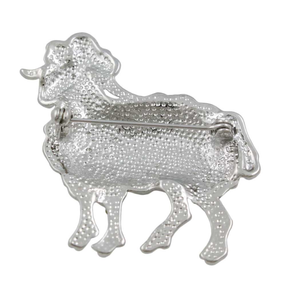 Back view of Sheep Brooch Pin with Aurora Borealis Crystals - Lilylin Designs