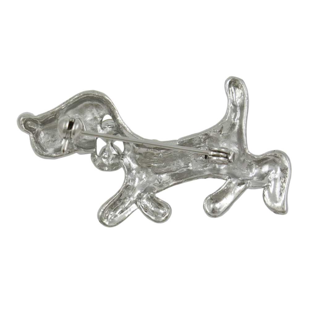 Back view of Silver with Crystals Strutting Beagle Dog Brooch Pin - Lilylin Designs