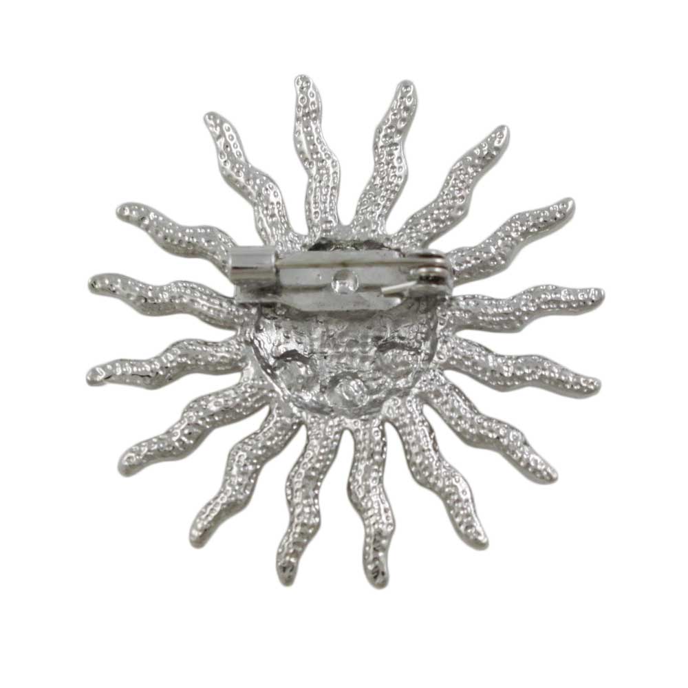 Back view of Crystal Sun Brooch Pin with Clear Crystals - Lilylin Designs