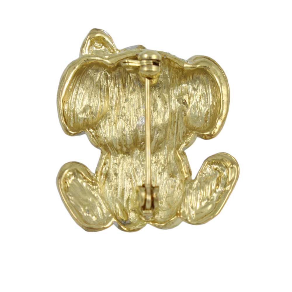 Back view of Gold and Silver Crystal Cute Puppy Dog Brooch Pin - Lilylin Designs