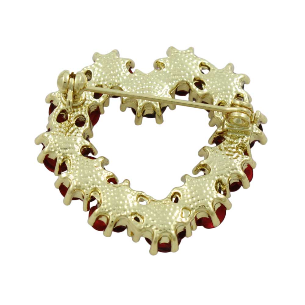 Back view of Dozen Red Roses Heart Brooch Pin - Lilylin Designs