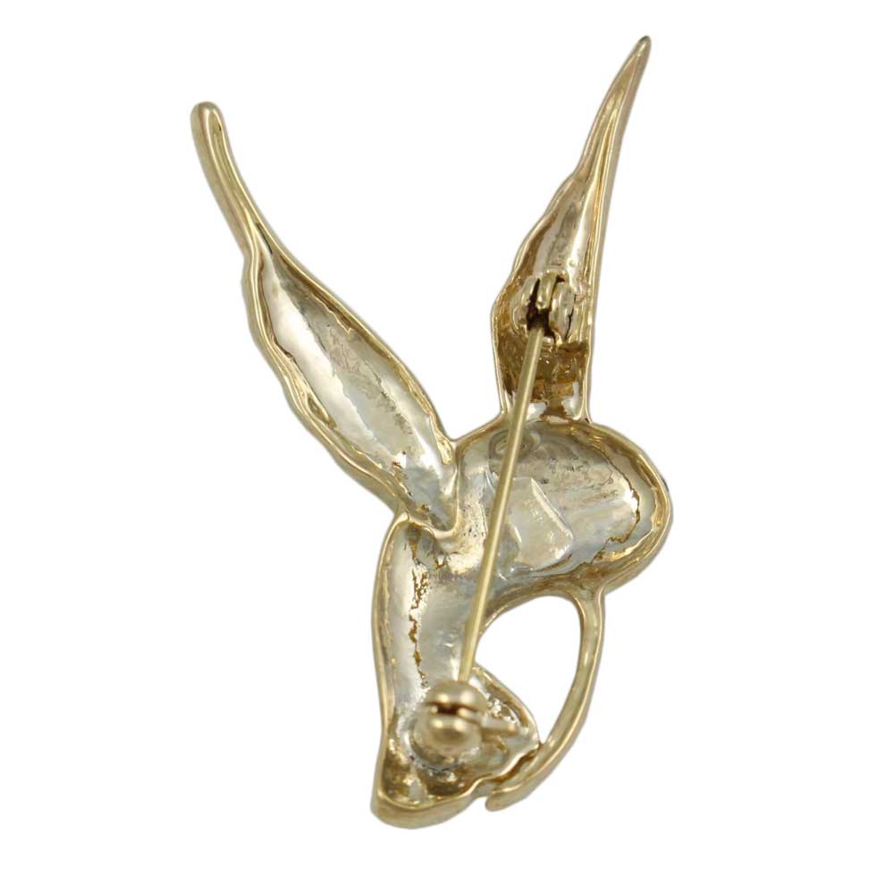 Back view of Enamel and Crystal Wings Hummingbird Brooch Pin - Lilylin Designs
