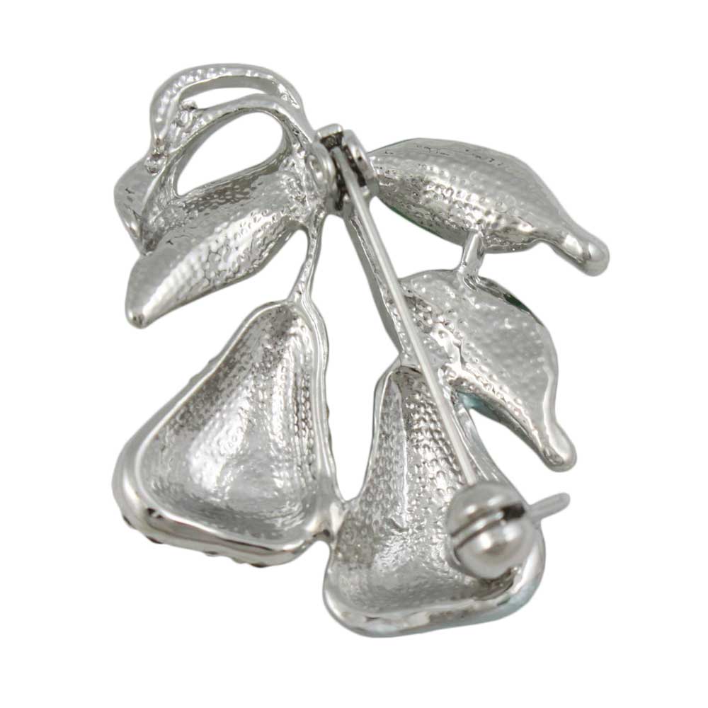 Back view of Light Green Enamel and Crystals Pears Brooch Pin - Lilylin Designs