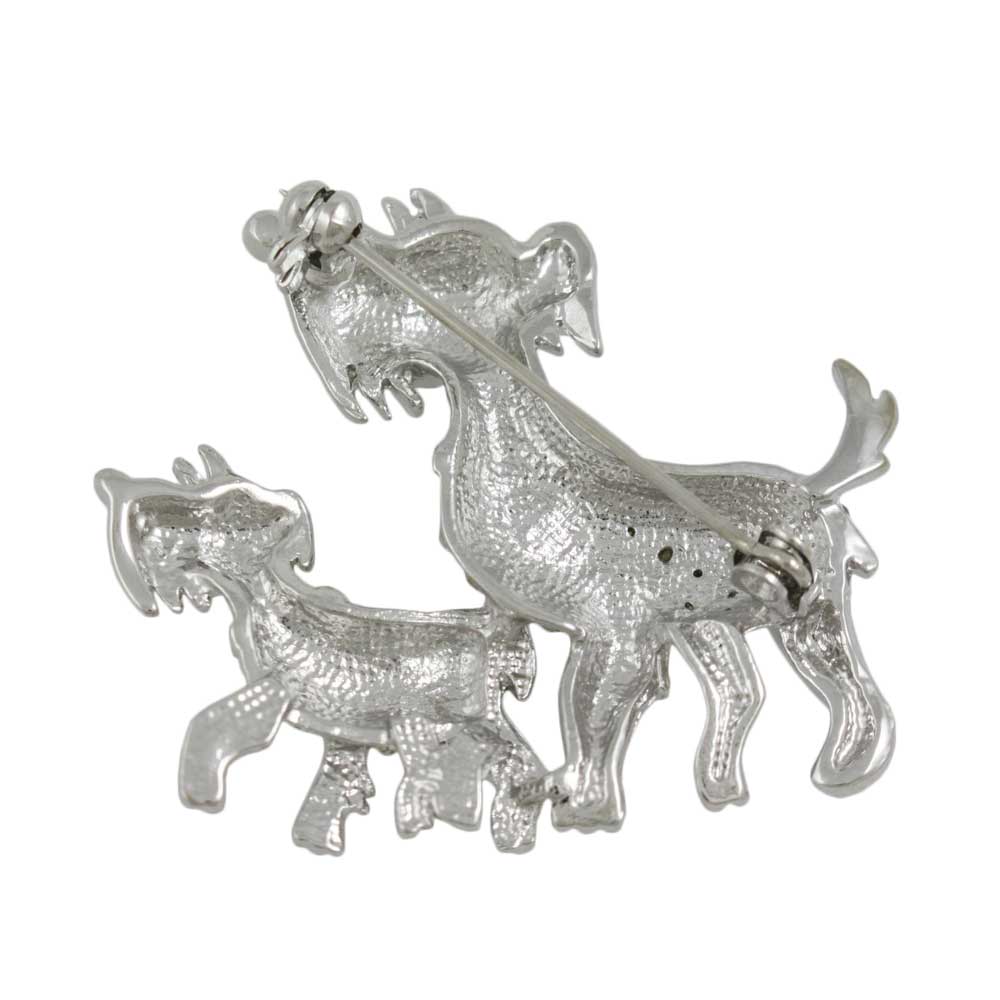 Back view of Crystal Father and Son Scotty Dogs Brooch Pin - Lilylin Designs