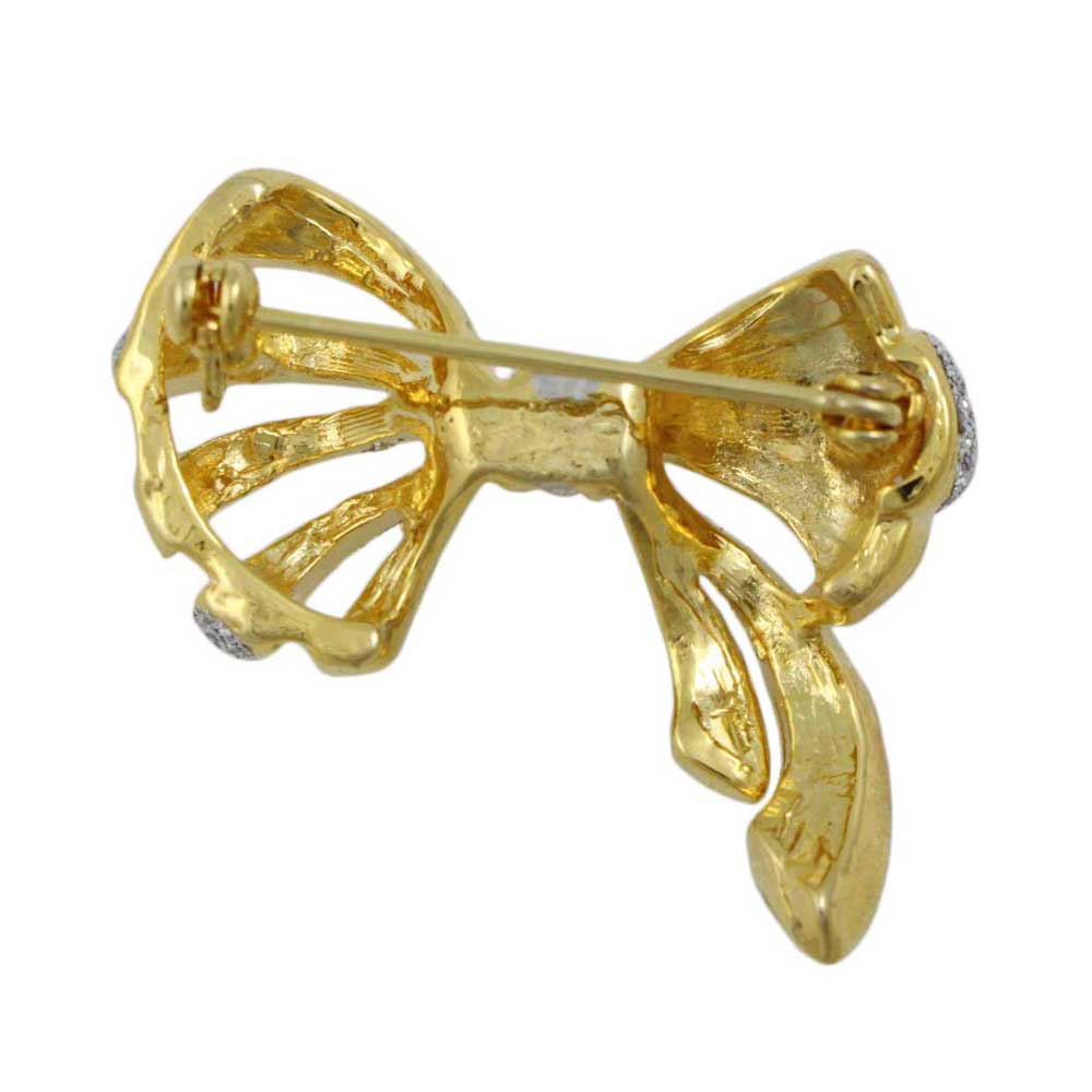 
Back view of Glitter Bow Brooch Pin with Silver and Gold- Lilylin Designs