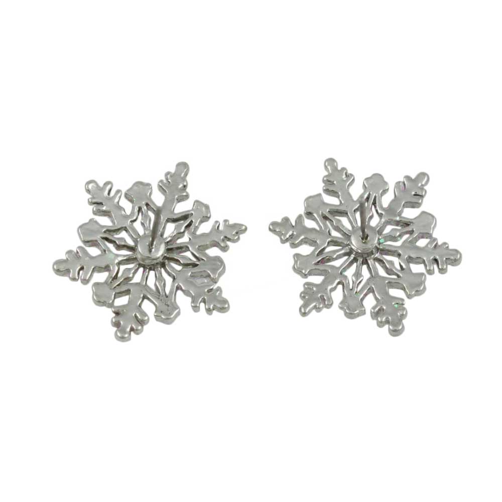 Back view of White Glitter Snowflake Pierced Earring - Lilylin Designs
