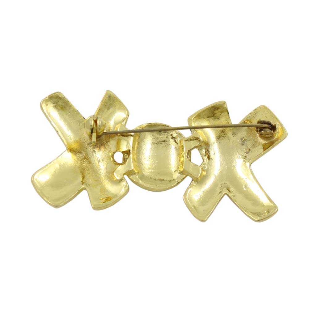 Back view of gold-plated XOX Hugs and Kisses Brooch Pin - Lilylin Designs