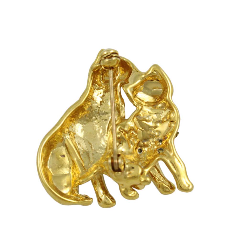 Back view of Gold and Clear Crystal Cat Lovers Brooch Pin - Lilylin Designs