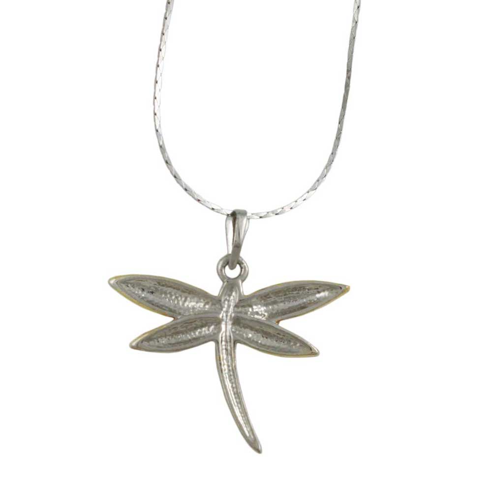 Back view of Gold and Silver Dragonfly Pendant with Silver Chain - Lilylin Designs