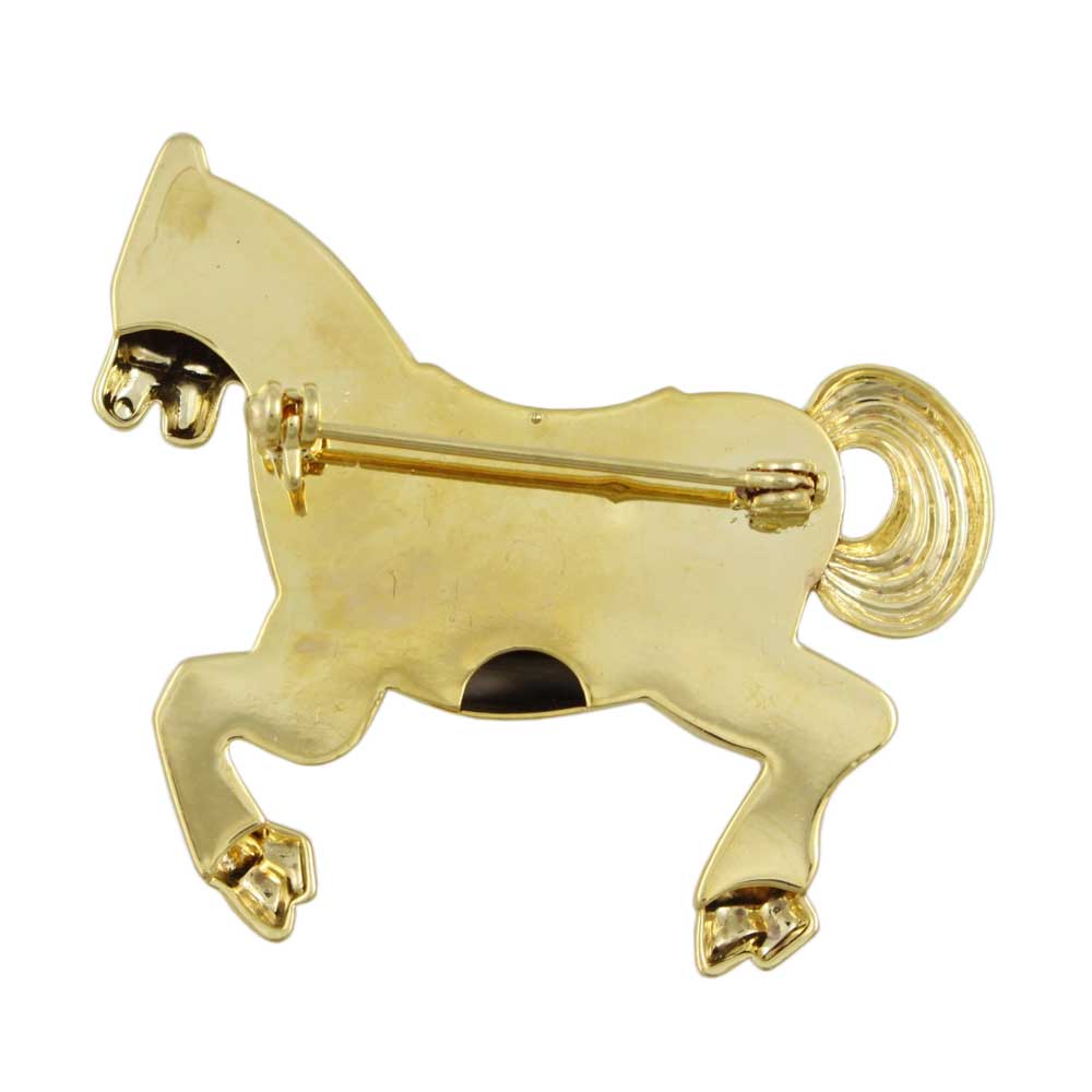 Back view of gold carousel horse pin - Lilylin Designs
