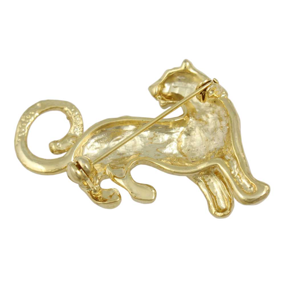 Back view of Cheetah Brooch Pin with Black Enamel Spots - Lilylin Designs