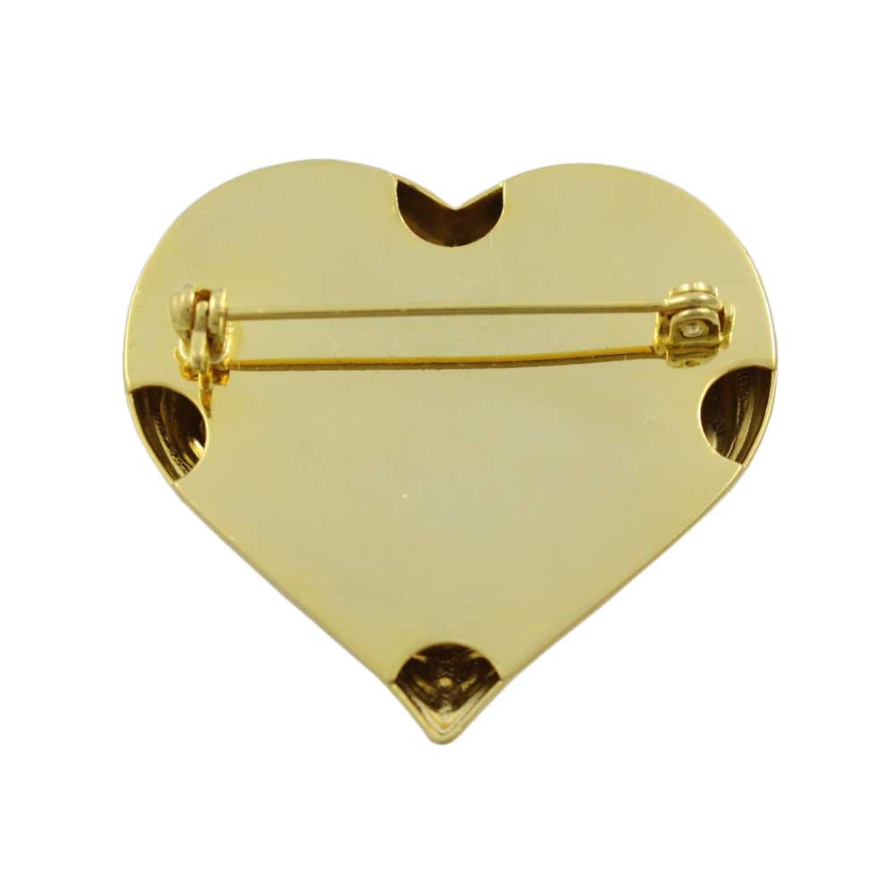 Back view of gold heart with black Enamel Inner Heart Brooch Pin - Lilylin Designs