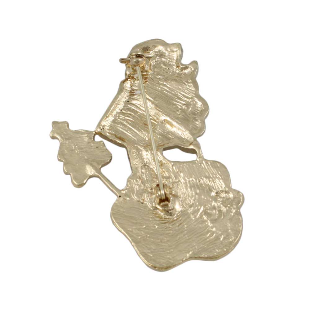 Back view of Golfing Santa with Crystal Golf Ball Christmas Brooch Pin - Lilylin Designs