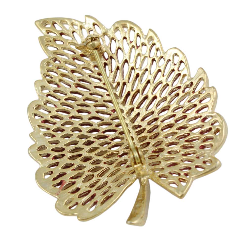 Back view of large lace leaf brooch pin - Lilylin Designs
