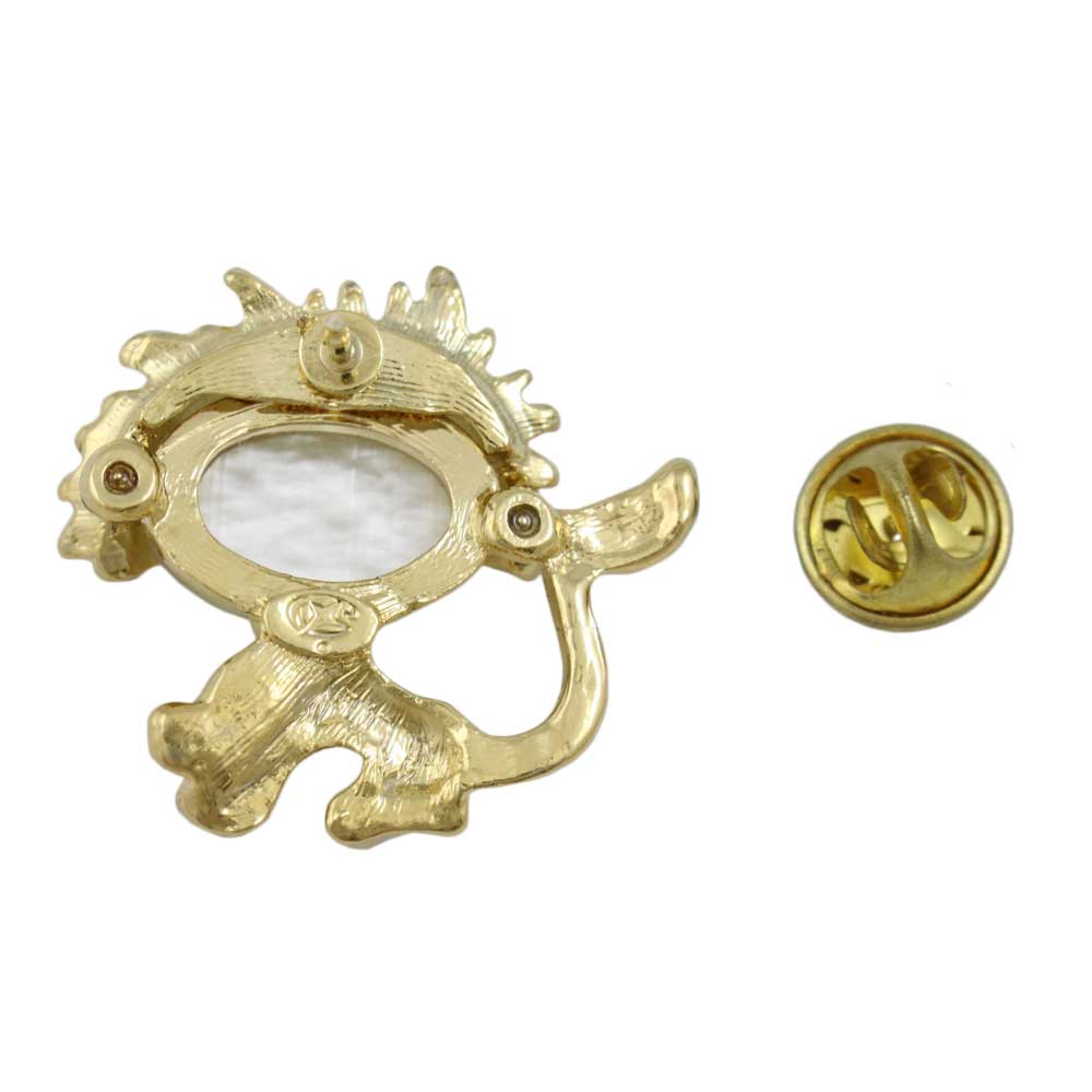 Back view of Lion with White Cats Eye Face Lapel Tac Pin - Lilylin Designs