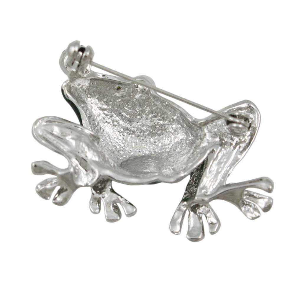 Back view of Frog with Metallic Green Enamel Belly Brooch Pin - Lilylin Designs