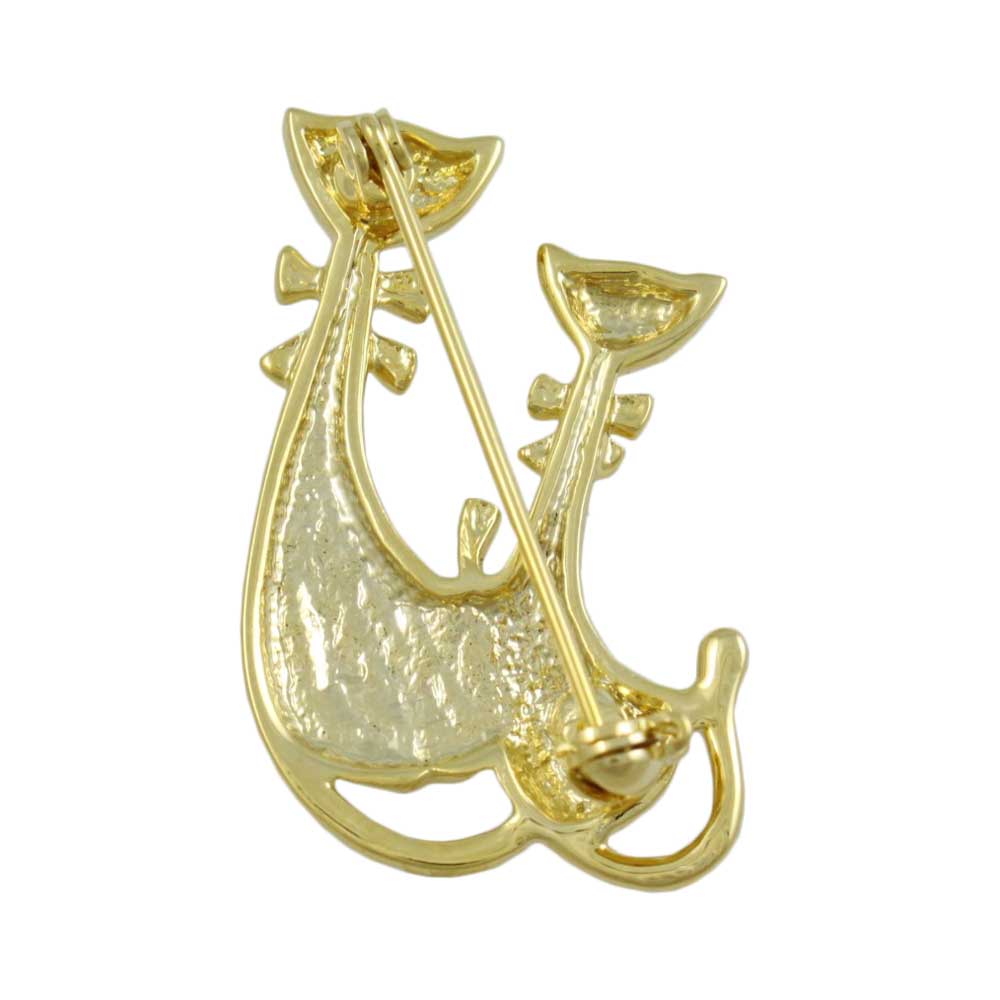 Back view of Gold-plated Crystal Mom and Baby Cat Brooch Pin - Lilylin Designs