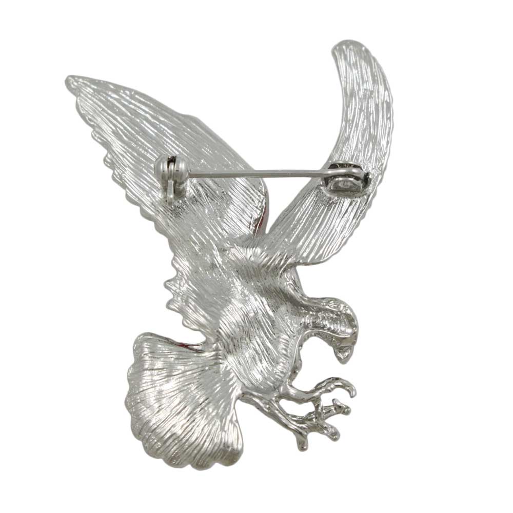 Back view of Patriotic Red White Blue Crystal Eagle Brooch Pin - Lilylin Designs