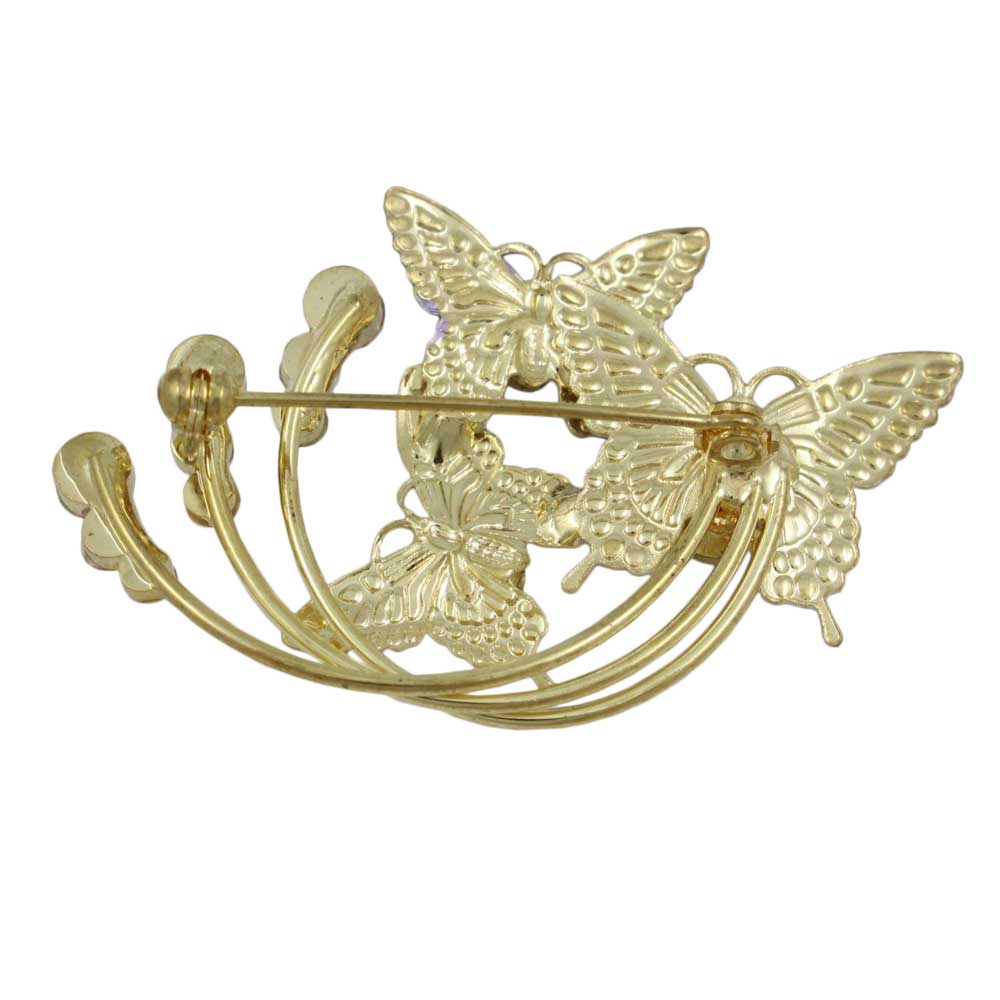 Back view of Purple Gray White Enamel Butterflies Brooch Pin - Lilylin Designs