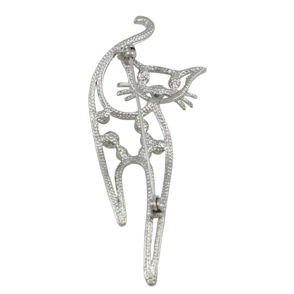 Back view of Purple Crystal Long Legged Cat Brooch Pin - Lilylin Designs