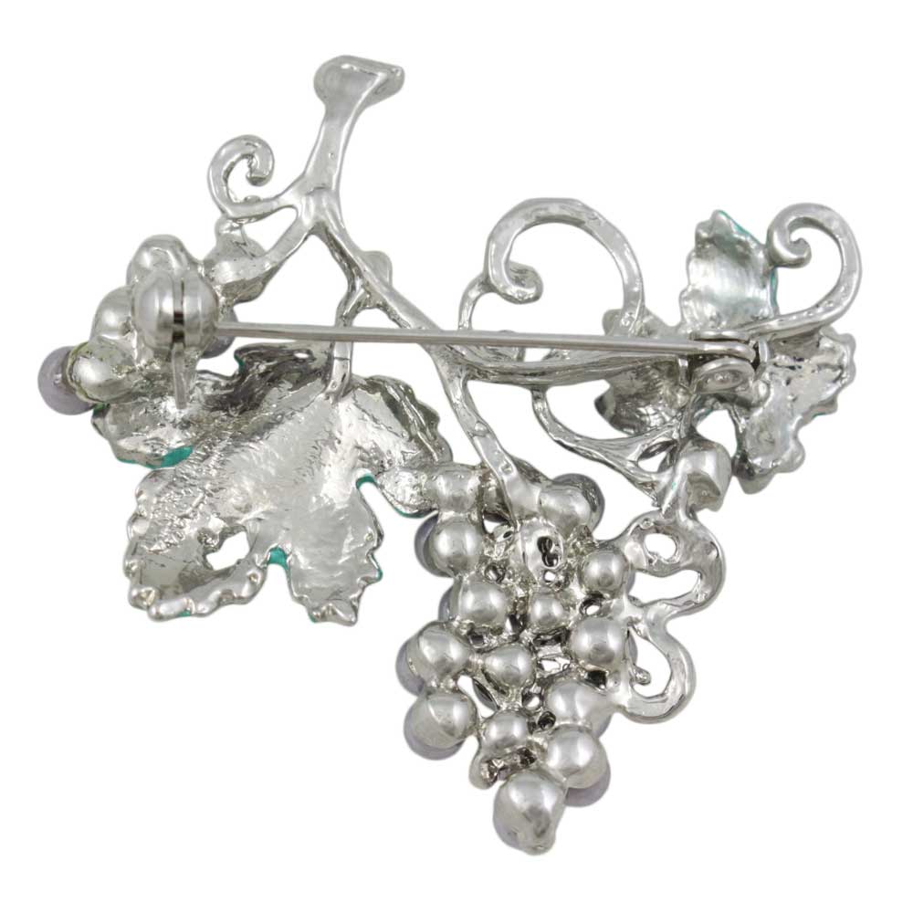 Back view of Purple Pearl Grapes on the Vine Brooch Pin - Lilylin Designs