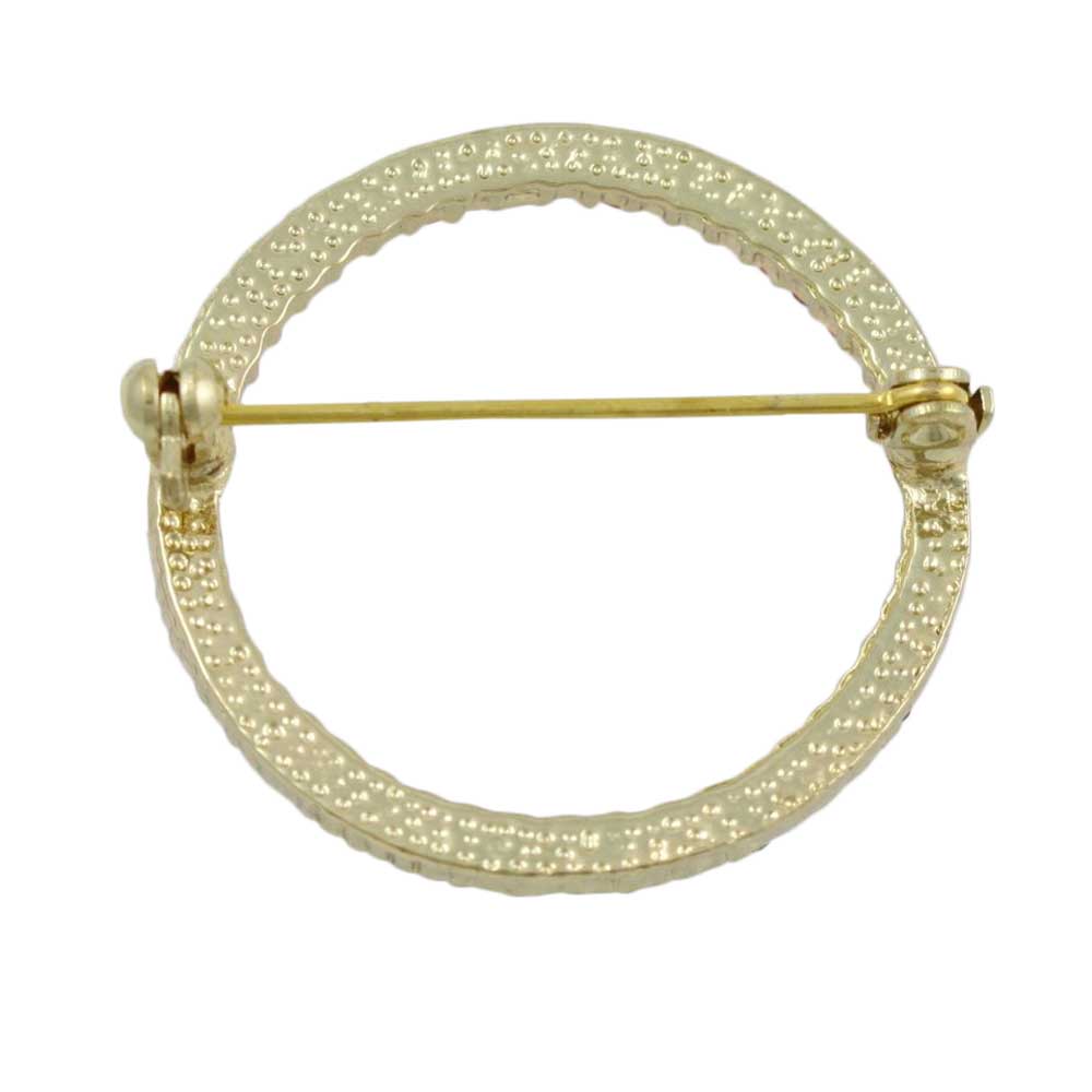 Back view of Red and Green Crystal Infinity Circle Christmas Brooch Pin - Lilylin Designs