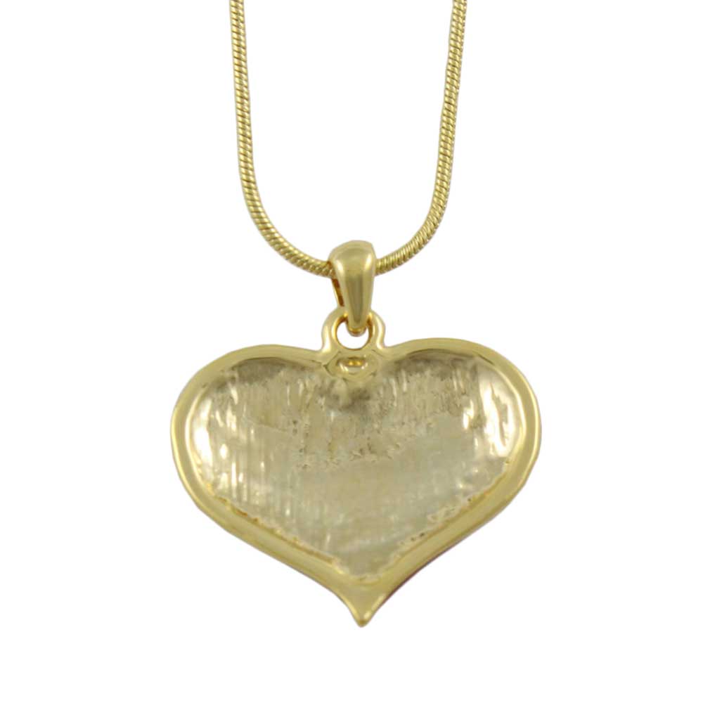 Back view of Red Enamel and Crystal Heart Pendant with Chain - Lilylin Designs