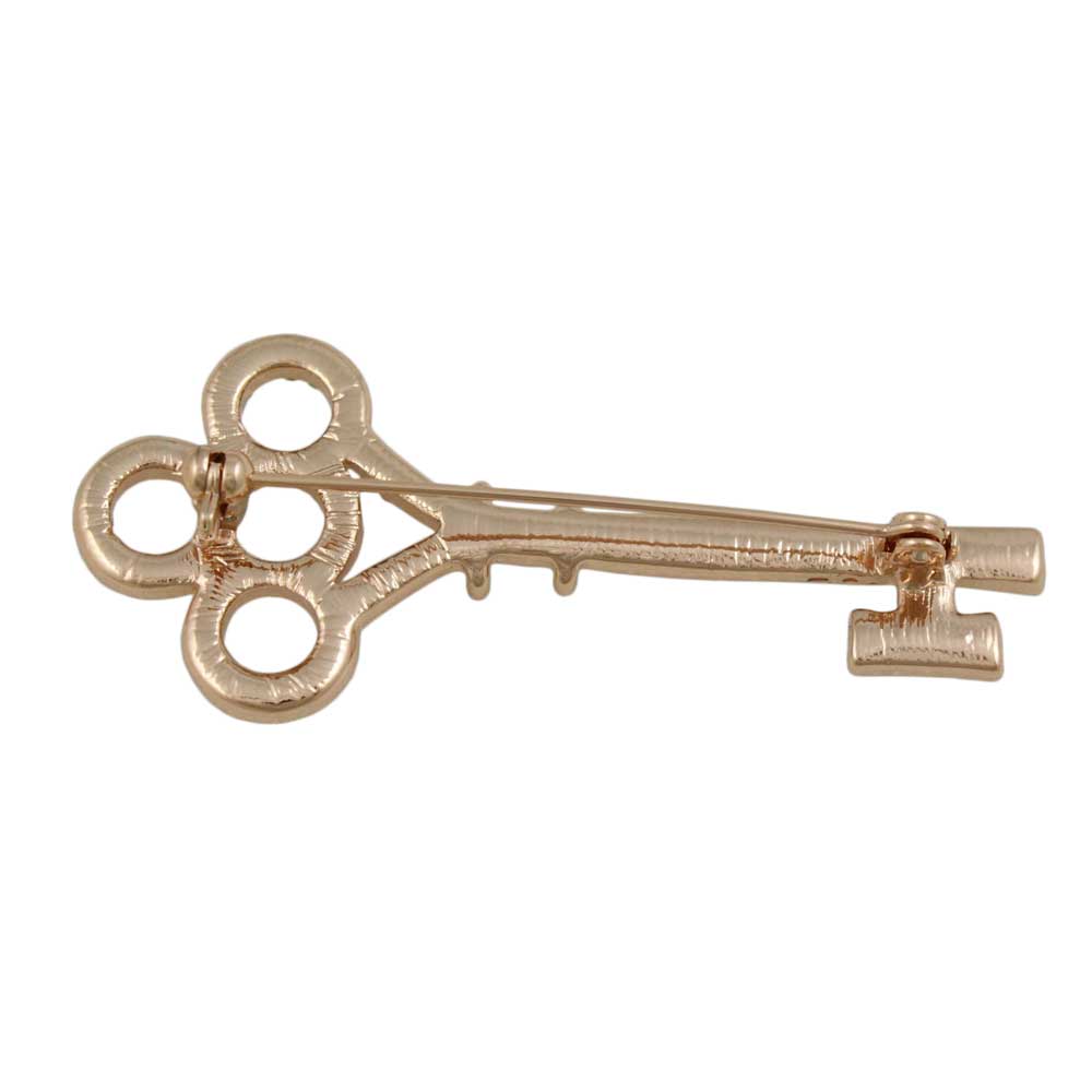 Back view of Crystal Rose Gold Key Brooch Pin - Lilylin Designs