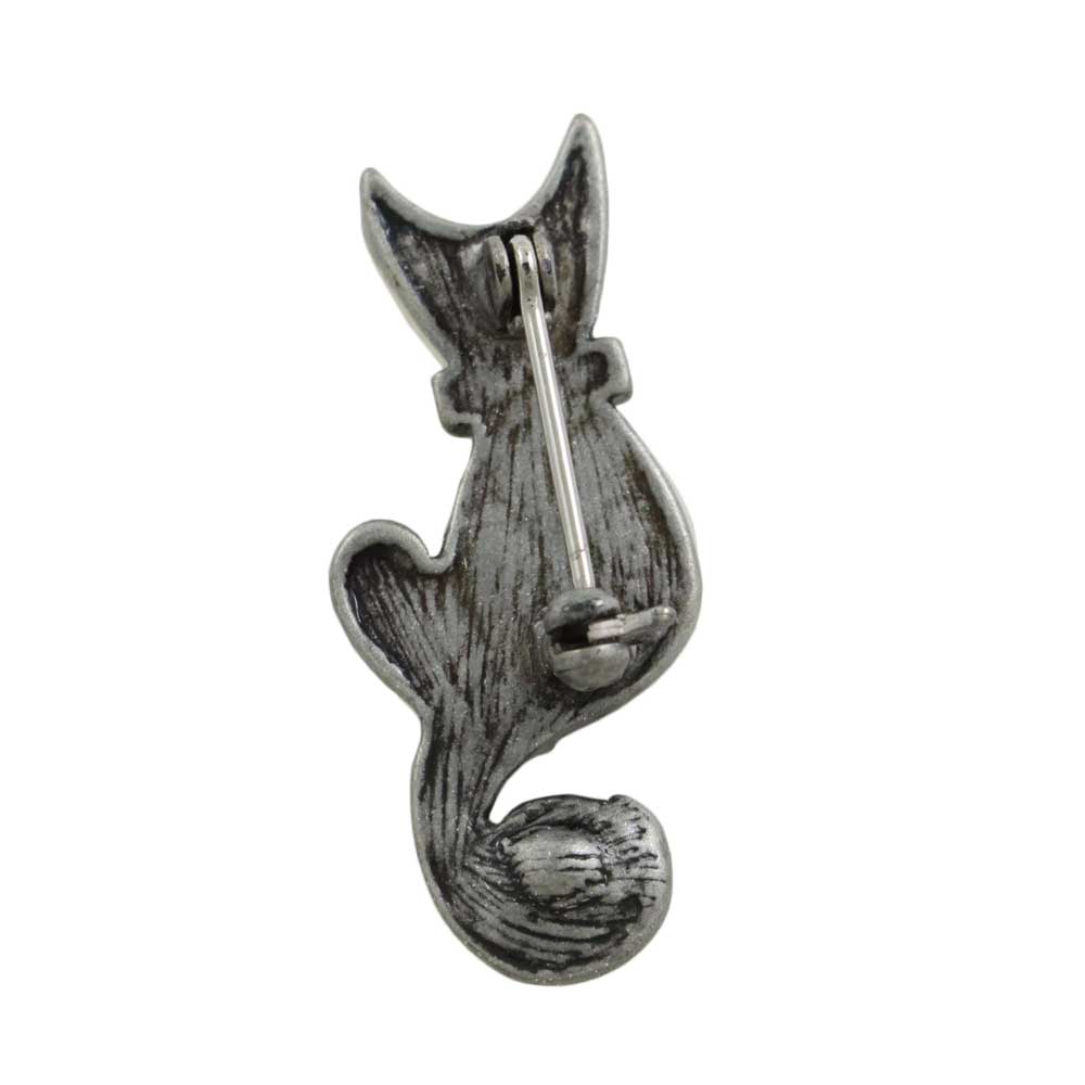 Back view of Pewter Mother of Pearl Shell Cat Brooch Pin - Lilylin Designs