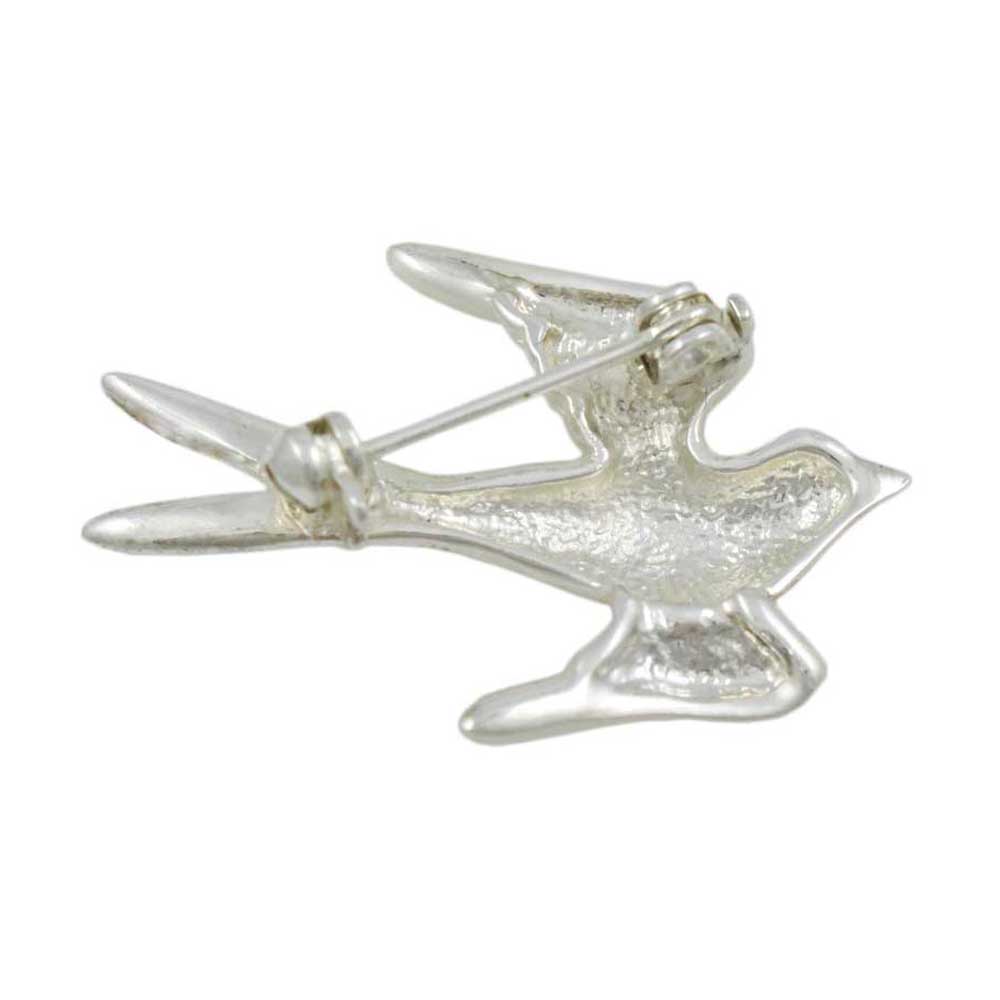 Back view of Dove Brooch Pin with Black Crystal Eye - Lilylin Designs