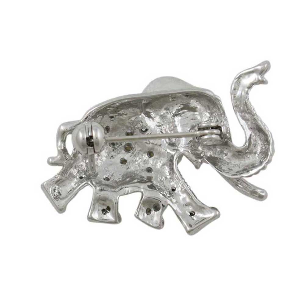 Back view of Small Crystal Baby Elephant Brooch Pin - Lilylin Designs