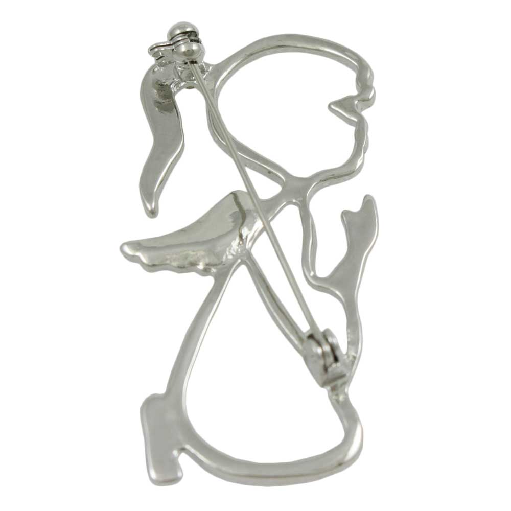 Back view of Praying Angel with Crystal Wings Brooch Pin in Silver - Lilylin Designs
