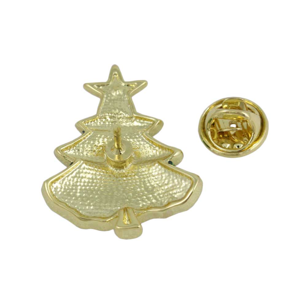 Back view of Small Green and White Christmas Tree Lapel Tac Pin - Lilylin Designs