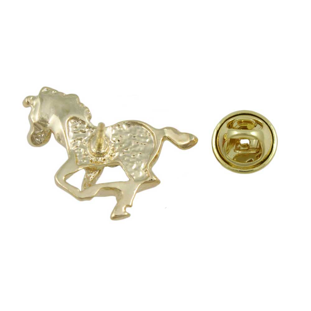 Back view of Small Crystal Running Horse Lapel Tac Pin - Lilylin Designs