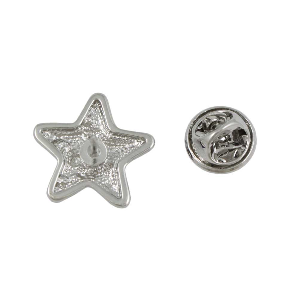 Back view of Small Red White Blue Enamel and Crystal Star Lapel Tac Pin - Lilylin Designs
