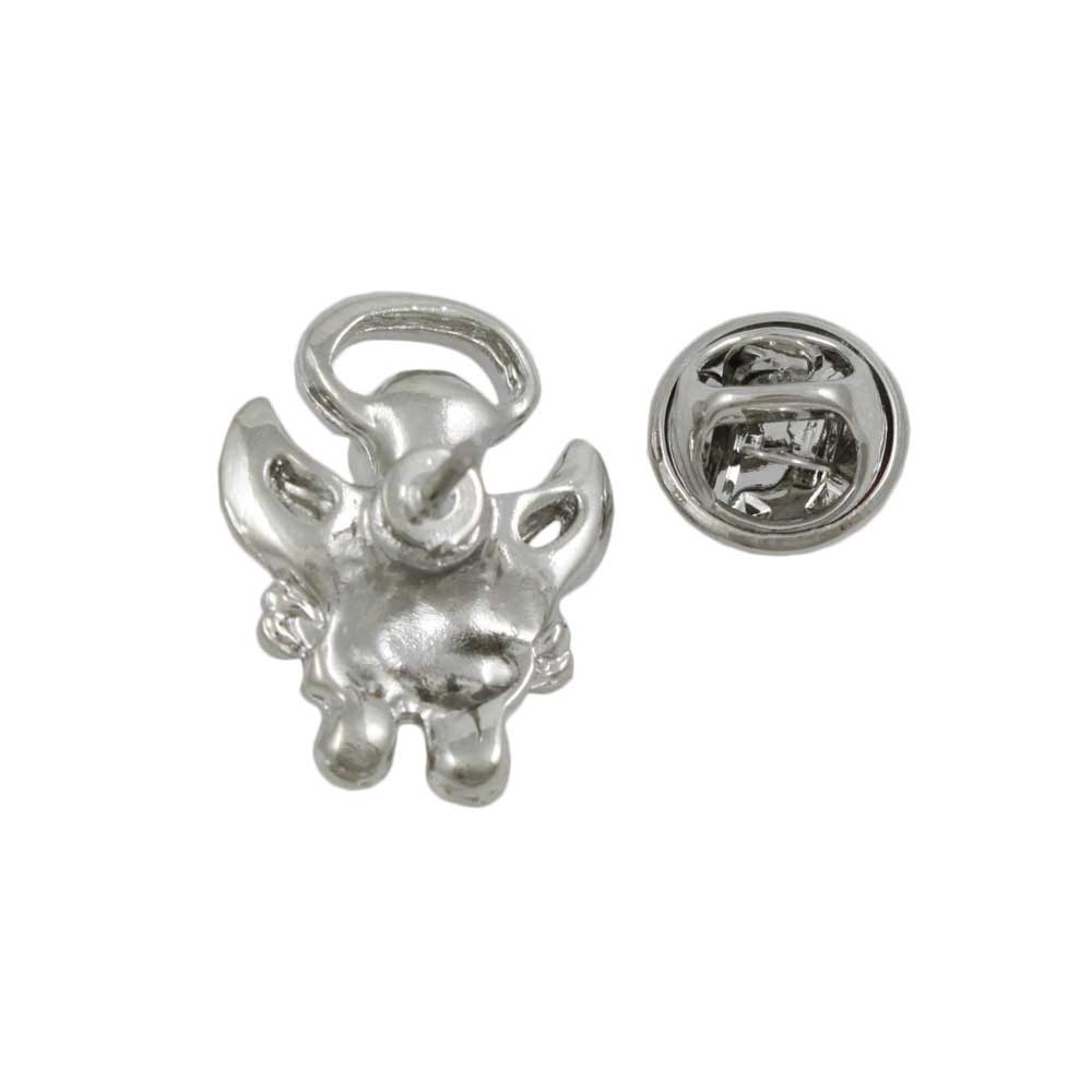 Back view of Small Silver Pearl Head Crystal Angel Lapel Tac Pin - Lilylin Designs
