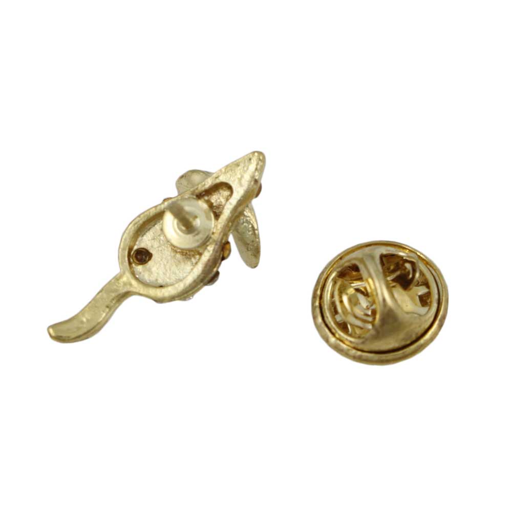 Back view of Tiny Crystal Mouse with Green Eyes Lapel Tac Pin - Lilylin Designs