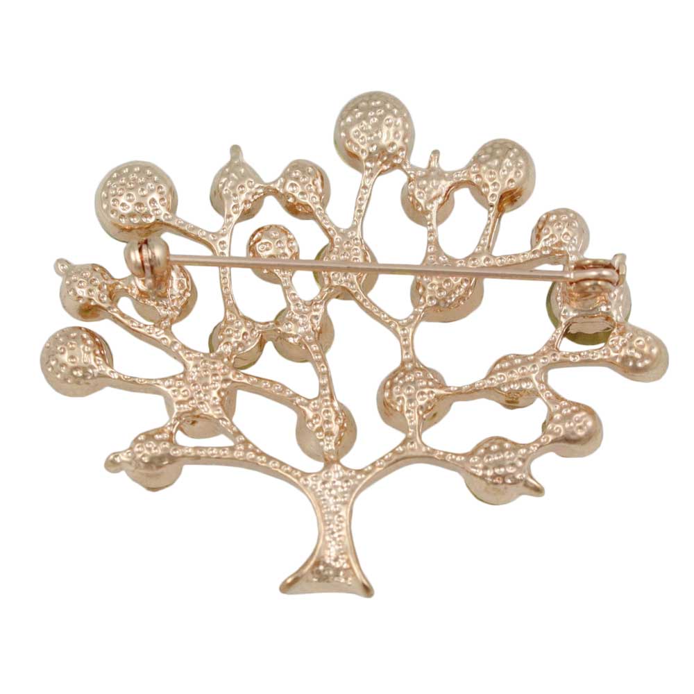 Back view of Green and Brown Crystal Tree of Life Brooch Pin - Lilylin Designs