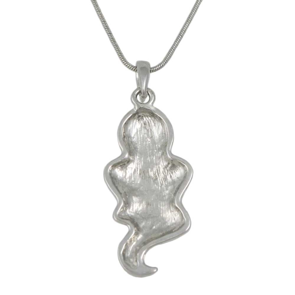 Back view of White Enamel Ghost Pendant with Silver Chain - Lilylin Designs