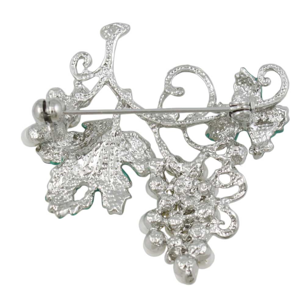Back view of white pearl grapes on the vine brooch pin - Lilylin Designs