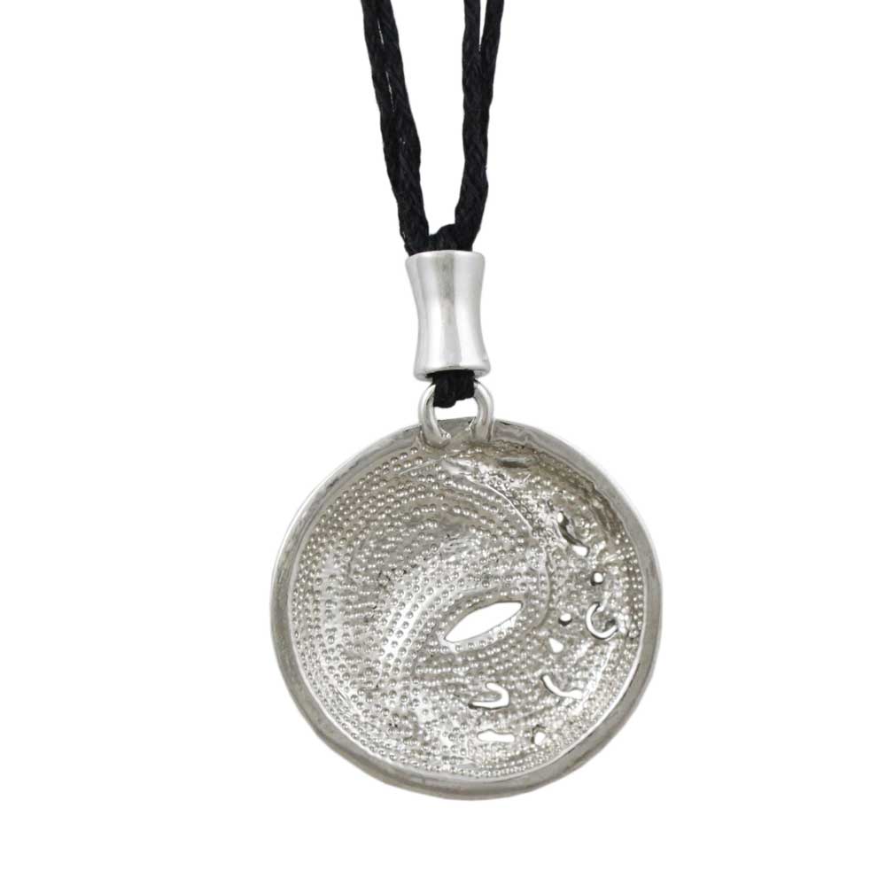 Back view of Black and White Enamel and Crystal Yin Yang Necklace - Lilylin Designs