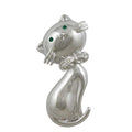 Big Head Cat with Green Crystal Eyes Brooch Pin - Lilylin Designs