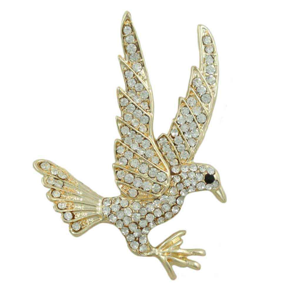 Lilylin Designs Gold with Clear Crystals Bird of Prey Brooch Pin