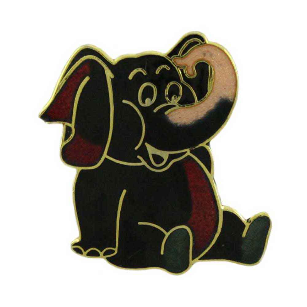 Lilylin Designs Cloisonne Black, Red, and Peach Elephant Brooch Pin