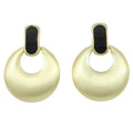 Brushed Gold with Black Enamel Doorknocker Clip Earring - MEC160BK - Lilylin Designs
