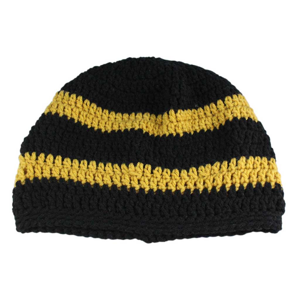 Black and Gold Crochet Slouchy Hat Large/XL - STXH19LX - Lilylin Designs