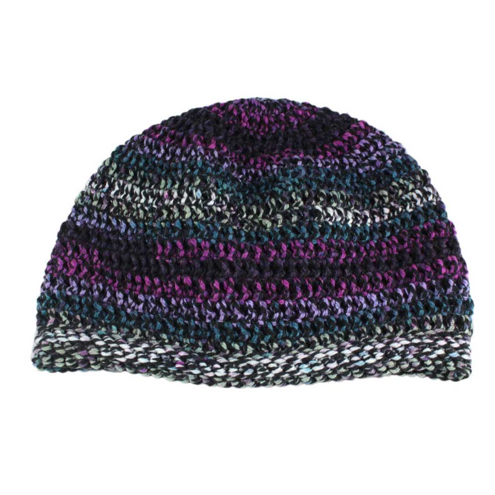Purple Black Gray Crochet Beanie Hat Medium/Large - JMCH24ML - Lilylin Designs