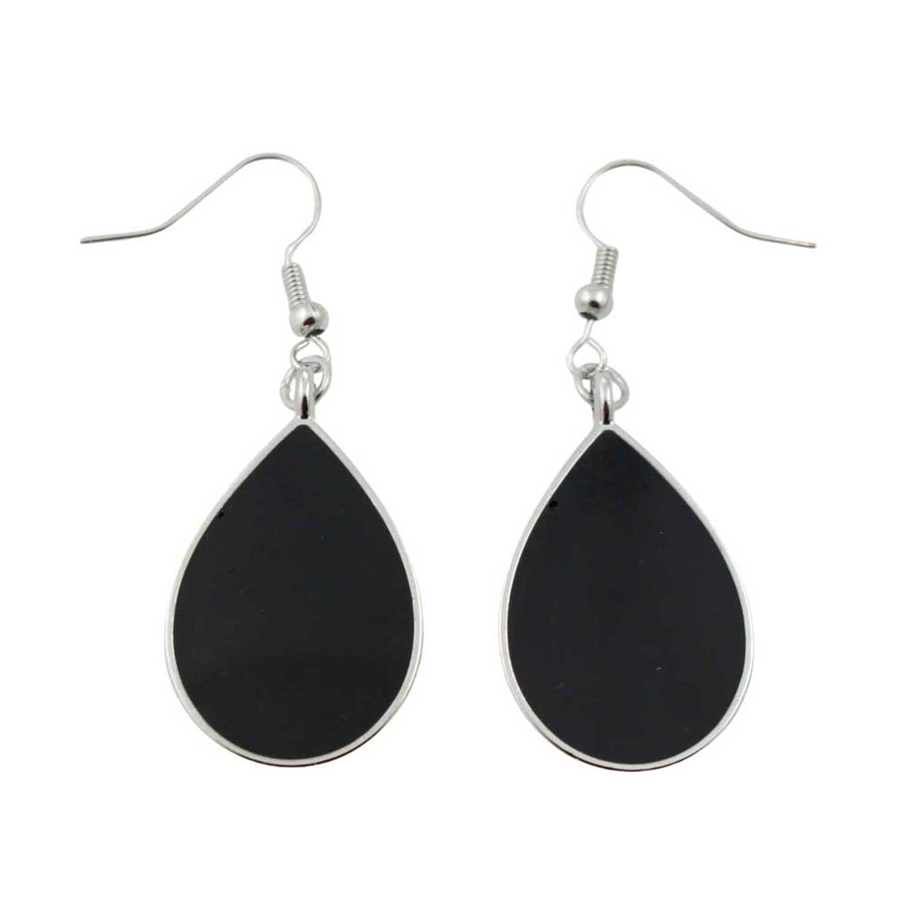 Handcrafted Black Resin with White Ghost Earrings - RESER516