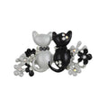 Black and Gray Enamel Cats in Flower Garden Brooch Pin - Lilylin Designs