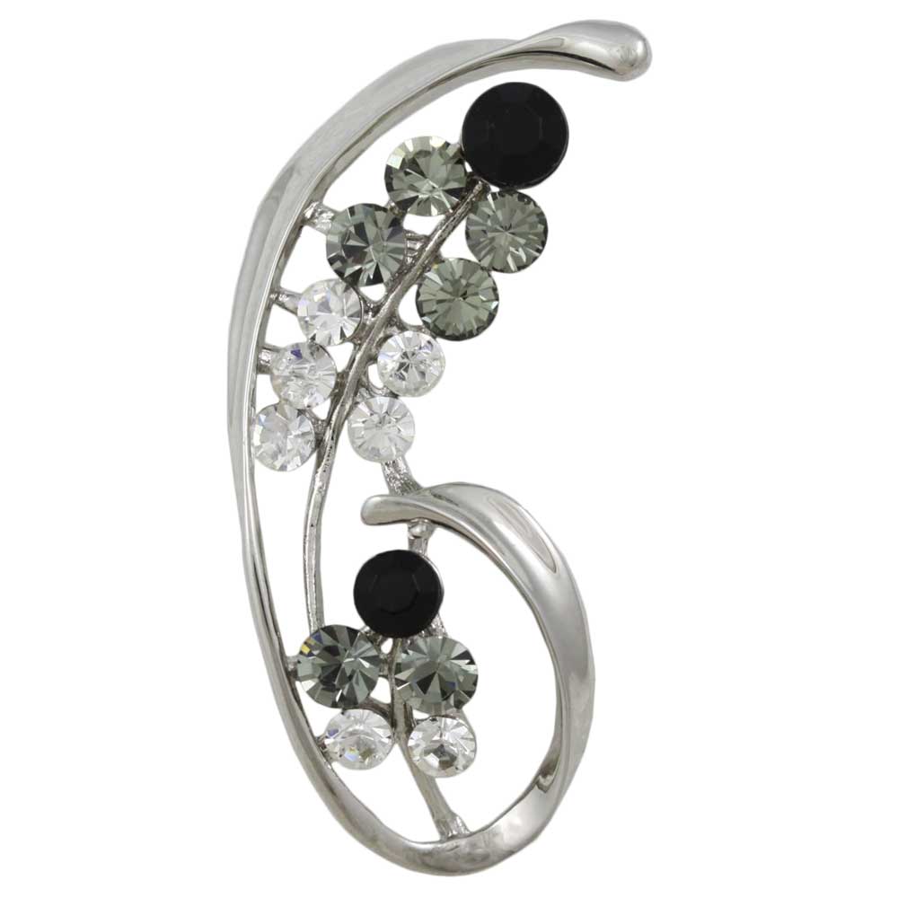 Black Gray and Clear Crystals Flower Brooch Pin - Lilylin Designs